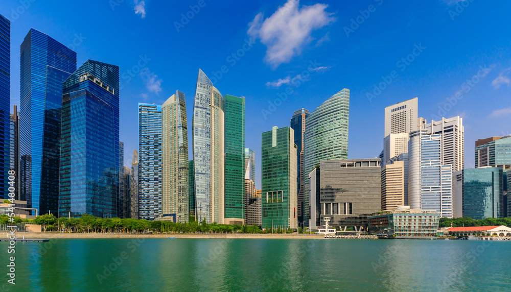 Wall mural panorama with downtown skyscrapers in singapore city business district