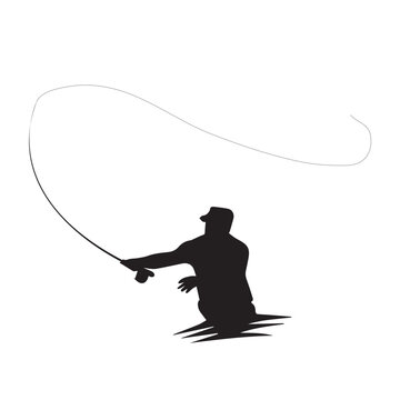 Silhouette Of Man Holding Fishing Rod