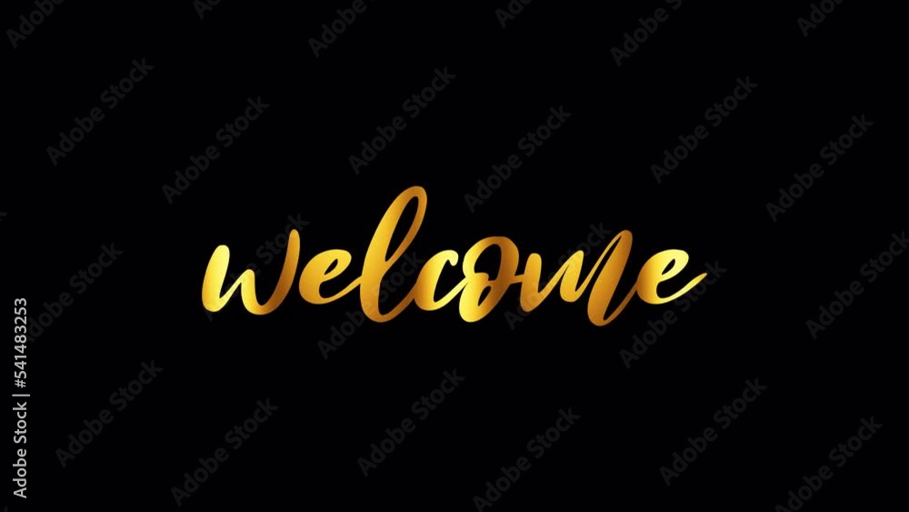 Poster welcome text with golden shine light effect animation. isolated alpha channel. welcome text with loo