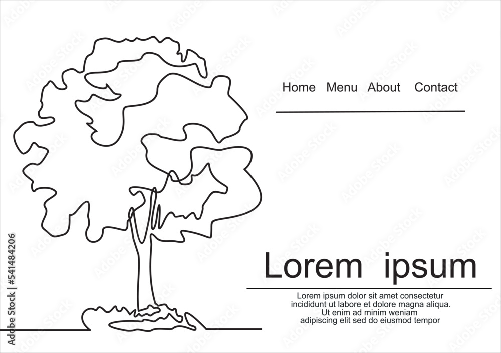 Aufkleber abstract tree in continuous line art drawing style.