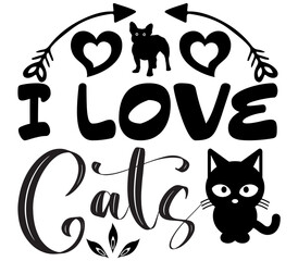 I Love Cats #2, Cat SVG Bundle, Cat T-Shirt Bundle, Cat SVG, SVG