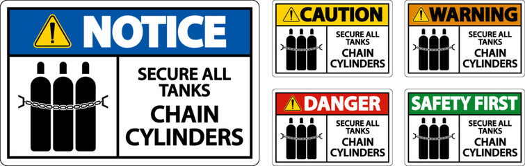 Obraz premium Notice Sign Secure All Tanks, Chain Cylinders
