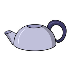 Round silver kettle for boiling water, vector illustration in cartoon