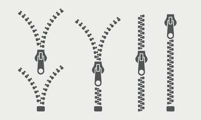 Closed and open zipper glyph. Vector illustration on white background © Tatiana