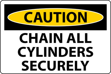 Obraz premium Caution Sign Chain All Cylinders Securely