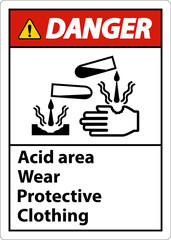 Danger Acid Area Wear Protective Clothing Sign