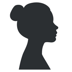 Silhouette of an adult woman face. Outlines woman in profile. Vector illustration isolated on white background