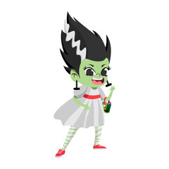 Isolated girl disguised Hallloween costume Vector