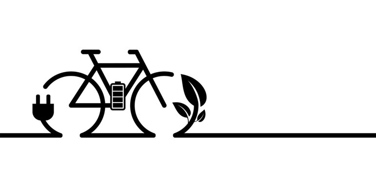 black electric bike with battery and leaves clip art preview