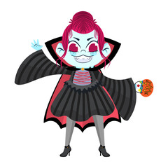 Isolated girl disguised Hallloween costume Vector