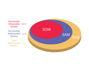 TAM SAM SOM is a way to document your market strategy and convince investors of the Return on Investment
