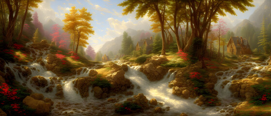 Artistic concept illustration of a rocky landscape, background illustration.