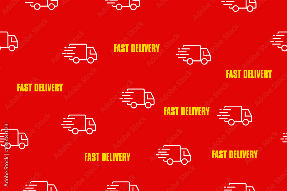 Wall mural delivery transportation cargo wallpaper. used as industrial, warehouse, storehouse, e commerce, packaging wallpaper. red, yellow and white color scheme. best in print