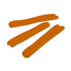 Aromatic spice cinnamon. Ingredient for cooking. Brown herb isolated on white background. Flat vector illustration