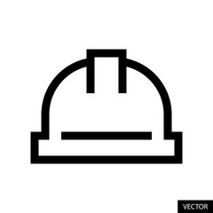 Construction helmet, Engineer hat vector icon in line style design for website, app, UI, isolated on white background. Editable stroke. Vector illustration.