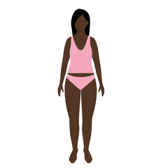 Dark skin girl body silhouette, flat design, simple drawing