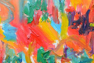 Color of lifes. Expressionist mood, texture Brush paint drawn vivid colorful oil on canvas