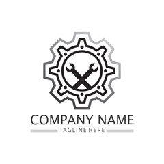 vector logo technology Digital tech vector business logo template concept illustration. Gear electronic factory sign. Cog wheel technology symbol SEO emblem Design element