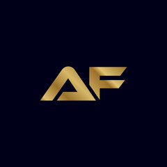 Gold Letter A F Initial Logo Template