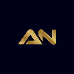 Gold Letter A N Initial Logo Template
