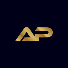 Gold Letter A P Initial Logo Template