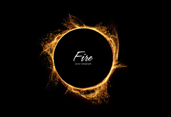 Fire ring effect with dust particles and empty space for your text in centre