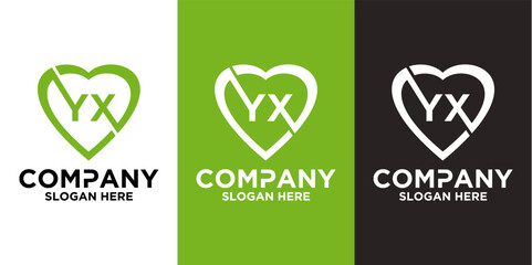 Initial letter Y X love logo vector design template