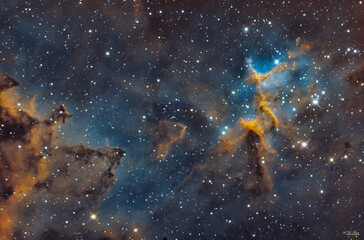 Il cuore della Nebulosa Cuore. Melotte 15 in Hubble Palette