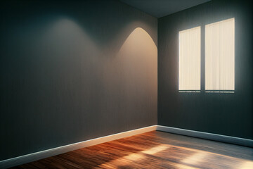 Minimalist home interior background modern style with dark grey empty wall. 3d illustration