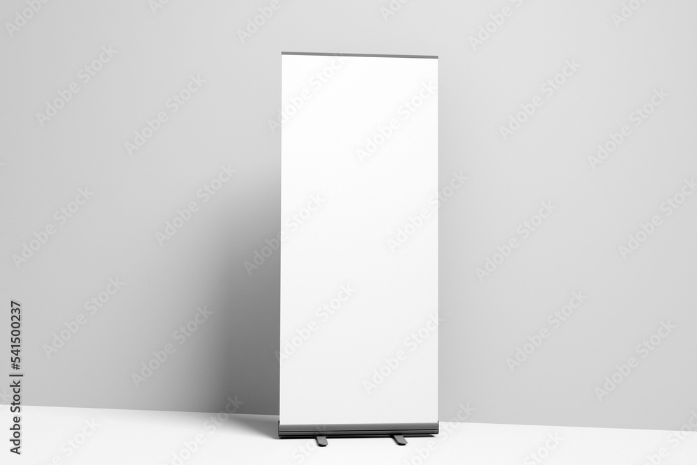 Wall mural blank roll up banner display template for designers. 3d rendering