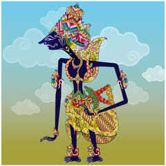 Vector illustration, modification of Wayang Sri Bathara Kresna shadow puppet character.