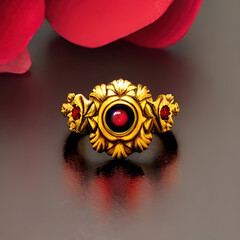 oxidized antique ring with gems render