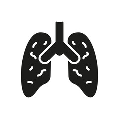 Inflammatory Condition of Lungs. Human Internal Organ Black Icon. Pneumonia, Asthma, Viral Disease concept. Pneumonia Lungs Silhouette Icon. Isolated Vector illustration