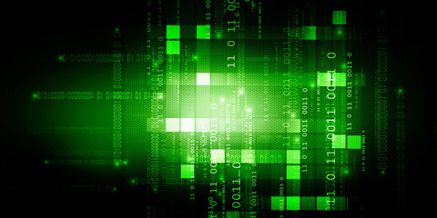 2d illustration abstract digital binary data on computer screen