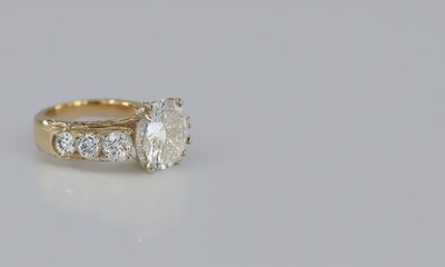 3D engagement ring placed on table render