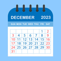 December 2023 calendar in flat style