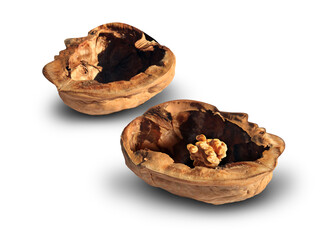 Alzheimers And Dementia as a Concept of memory loss and shrinking brain size disease or losing cognative function as as an alzheimer health symbol of neurology with a walnut shaped as a human head