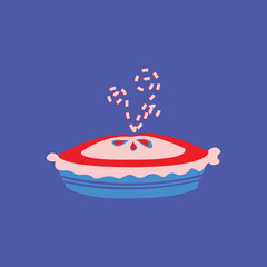 Illustration of strawberry cupcake vector with blue background