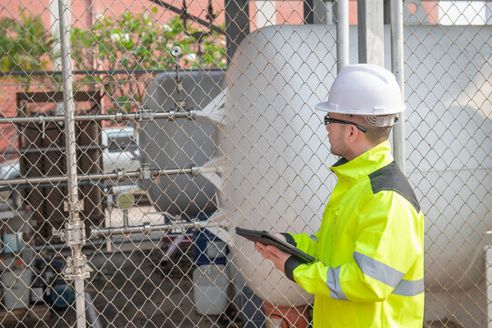 Engineers Work Place To Keep Liquid Helium,preventive Maintenance Schedule Checking,Thailand People