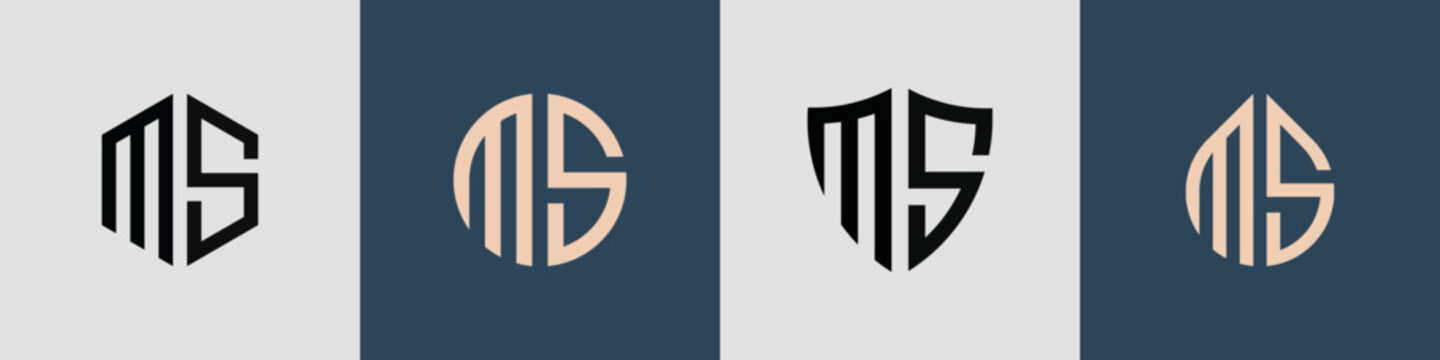 Creative simple Initial Letters MS Logo Designs Bundle.
