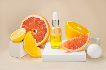 Citrus essential oil, vitamin c serum, oil beauty care aroma therapy.