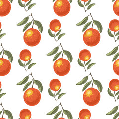 Tropical seamless pattern with colorful oranges.