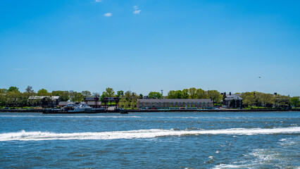 Fototapeta na wymiar Governors Island in New York Harbor Viewed from the North