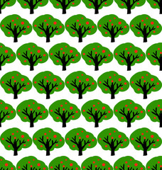 Seamless pattern made of trees, vector flat style