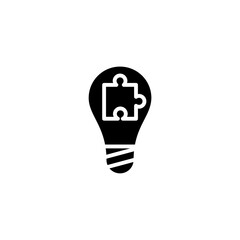 Solution icon Light Bulb with Jigsaw Puzzle Idea Line Icon. Innovation, Inspiration