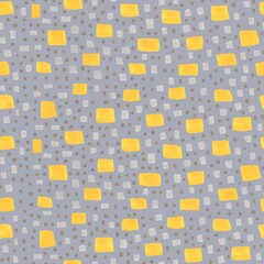 Seamless pattern of rectangles of different sizes. Yellow-gray rectangles on a white background. Abstract geometric background. Hand-drawn	