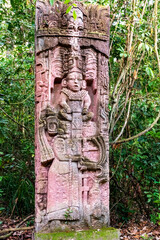 Mayan carved totem pole in Honduras