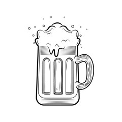 Sketch of a beer glass with foam Oktoberfest Vector