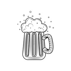 Sketch of a beer glass with foam Oktoberfest Vector