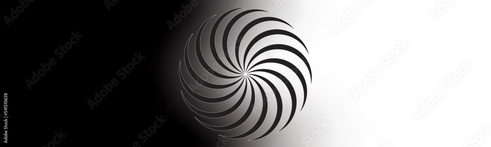 Wall mural hypnotic swirl lines or vortex spin with black and white background. spiral illusion vector illustra